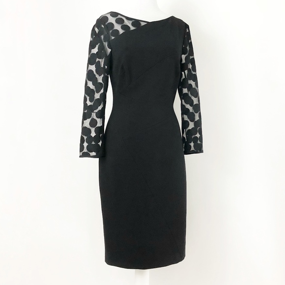 ✨sold✨ karen millen • black sheer dot sleeve dress - Picture 2 of 8